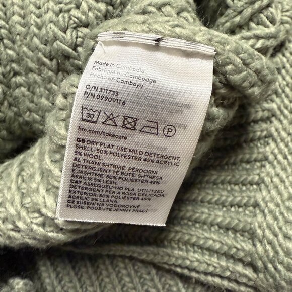 H&M Womens Ribbed Knit Turtleneck Sweater US Small Sage Green Acrylic/Polyester - Picture 3 of 6